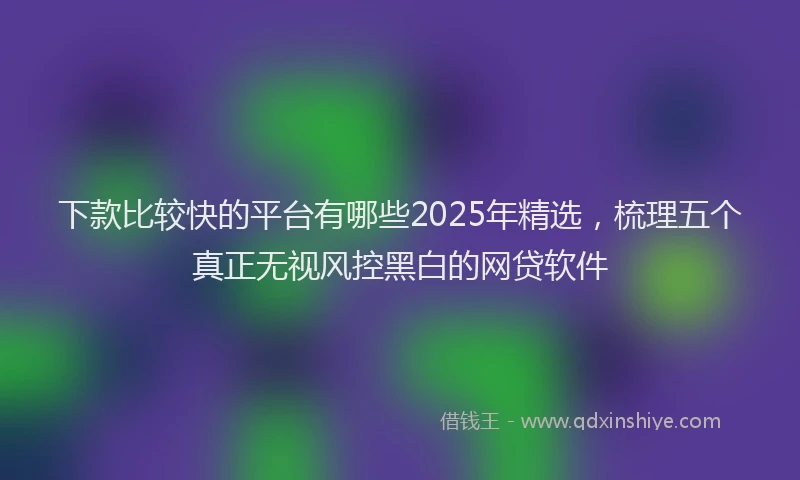 下款比较快的平台有哪些2025年精选，梳理五个真正无视风控黑白的网贷软件
