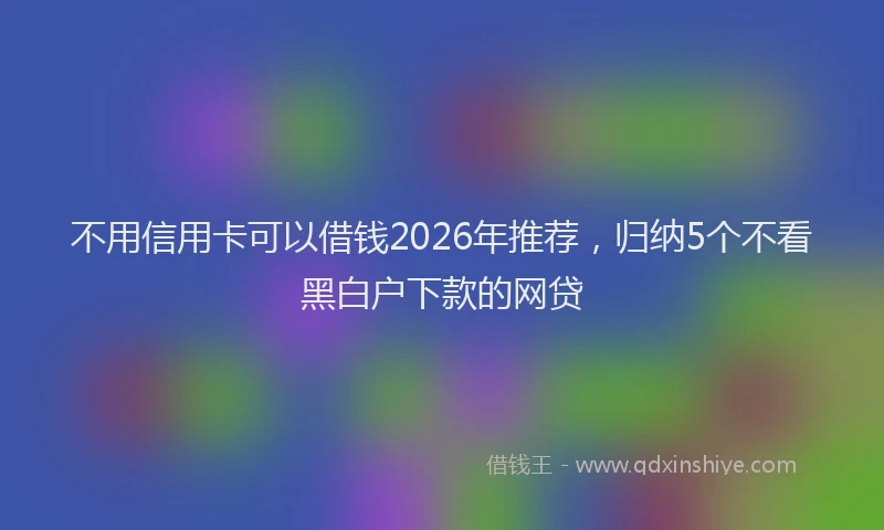 不用信用卡可以借钱2026年推荐，归纳5个不看黑白户下款的网贷
