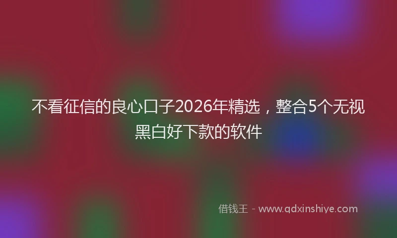 不看征信的良心口子2026年精选，整合5个无视黑白好下款的软件