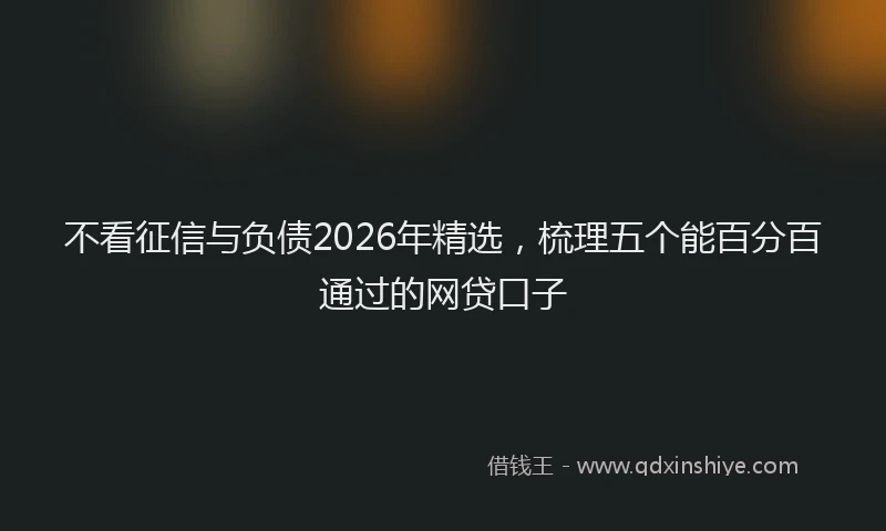 不看征信与负债2026年精选,梳理五个能百分百通过的网贷口子