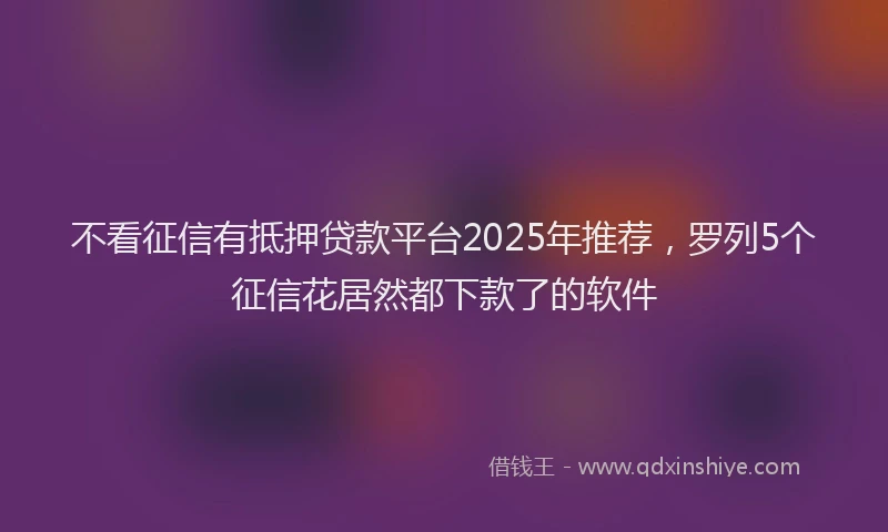 不看征信有抵押贷款平台2025年推荐，罗列5个征信花居然都下款了的软件