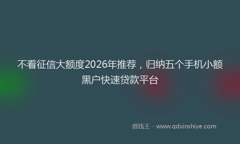 不看征信大额度2026年推荐，归纳五个手机小额黑户快速贷款平台