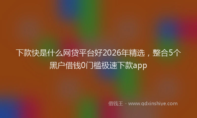 下款快是什么网贷平台好2026年精选，整合5个黑户借钱0门槛极速下款app