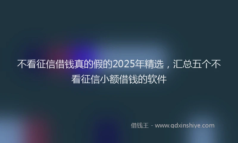不看征信借钱真的假的2025年精选，汇总五个不看征信小额借钱的软件