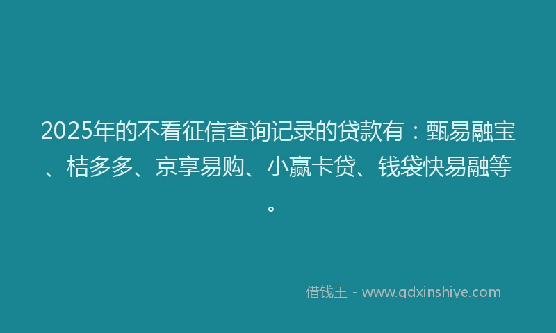 2025年的不看征信查询记录的贷款有：甄易融宝、桔多多、京享易购、小赢卡贷、钱袋快易融等。