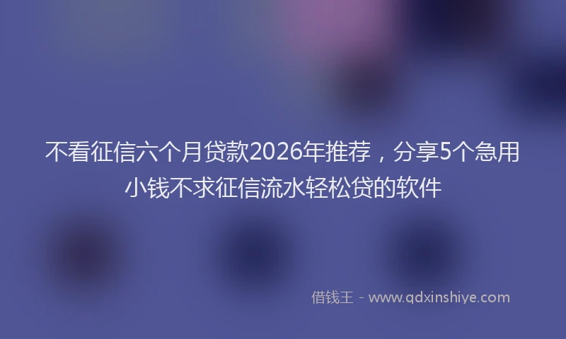 不看征信六个月贷款2026年推荐，分享5个急用小钱不求征信流水轻松贷的软件