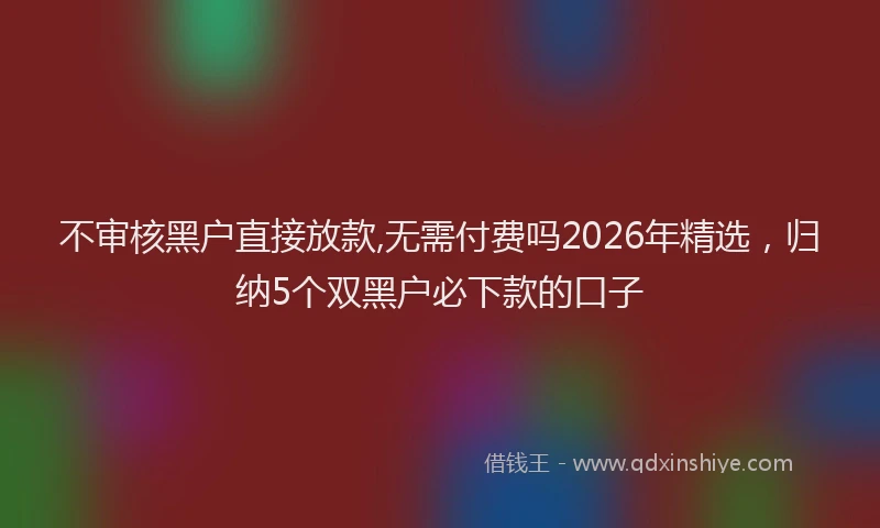 不审核黑户直接放款,无需付费吗2026年精选,归纳5个双黑户必下款的口子