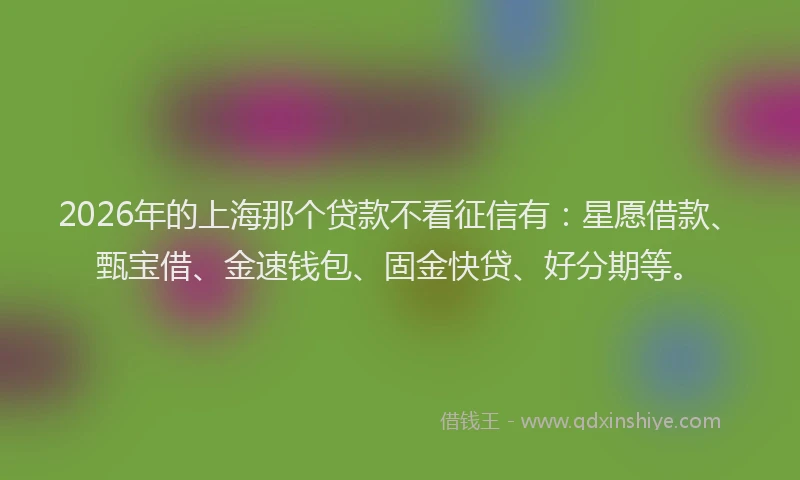 2026年的上海那个贷款不看征信有：星愿借款、甄宝借、金速钱包、固金快贷、好分期等。