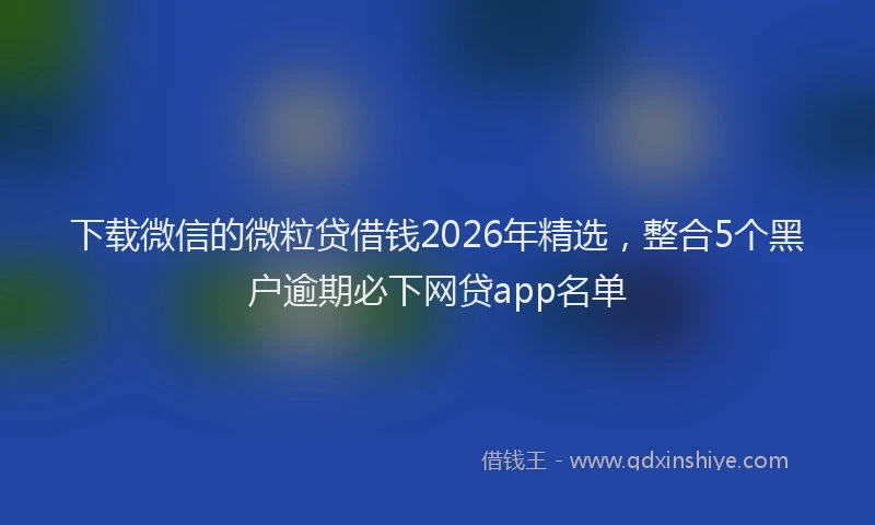 下载微信的微粒贷借钱2026年精选，整合5个黑户逾期必下网贷app名单