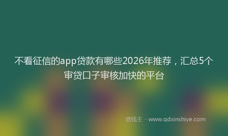 不看征信的app贷款有哪些2026年推荐，汇总5个审贷口子审核加快的平台