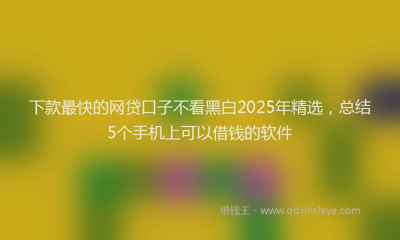 下款最快的网贷口子不看黑白2025年精选，总结5个手机上可以借钱的软件