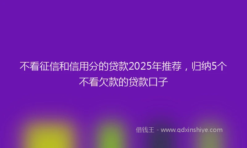 不看征信和信用分的贷款2025年推荐，归纳5个不看欠款的贷款口子