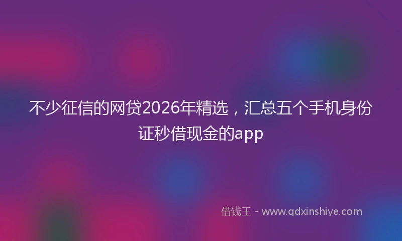 不少征信的网贷2026年精选，汇总五个手机身份证秒借现金的app