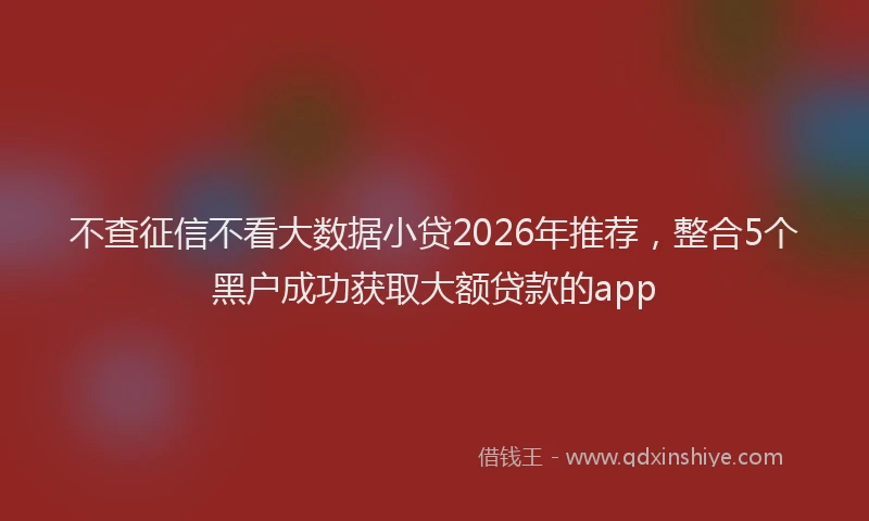 不查征信不看大数据小贷2026年推荐，整合5个黑户成功获取大额贷款的app