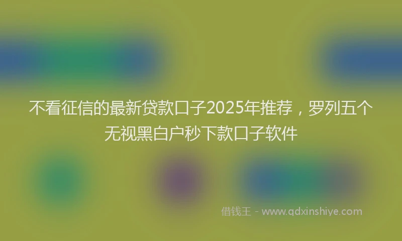 不看征信的最新贷款口子2025年推荐，罗列五个无视黑白户秒下款口子软件