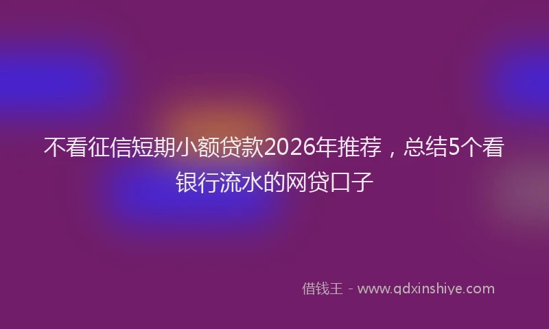 不看征信短期小额贷款2026年推荐，总结5个看银行流水的网贷口子