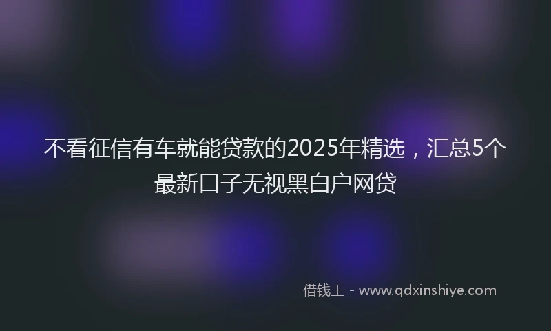 不看征信有车就能贷款的2025年精选，汇总5个最新口子无视黑白户网贷