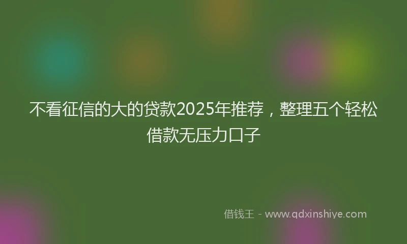 不看征信的大的贷款2025年推荐，整理五个轻松借款无压力口子
