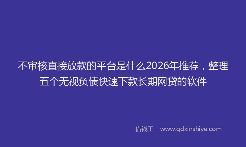 不审核直接放款的平台是什么2026年推荐，整理五个无视负债快速下款长期网贷的软件