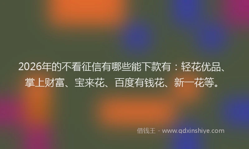 2026年的不看征信有哪些能下款有：轻花优品、掌上财富、宝来花、百度有钱花、新一花等。