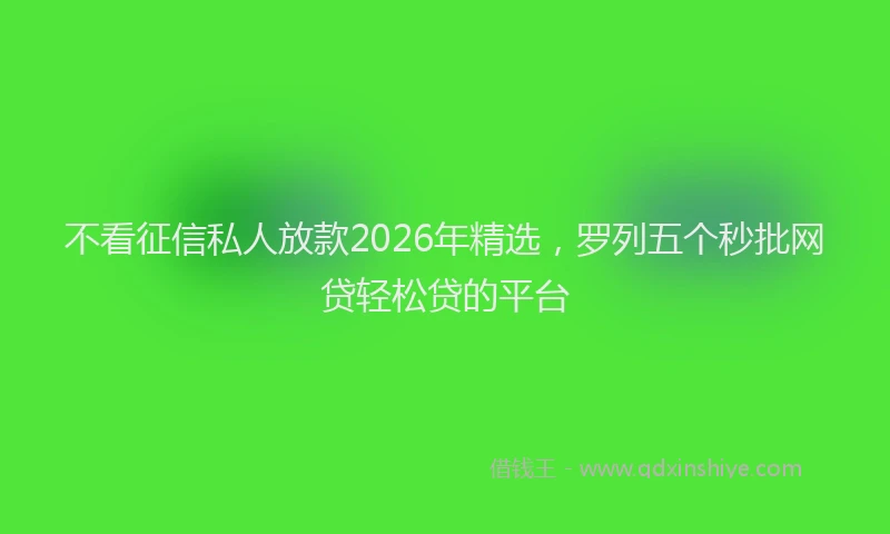 不看征信私人放款2026年精选，罗列五个秒批网贷轻松贷的平台
