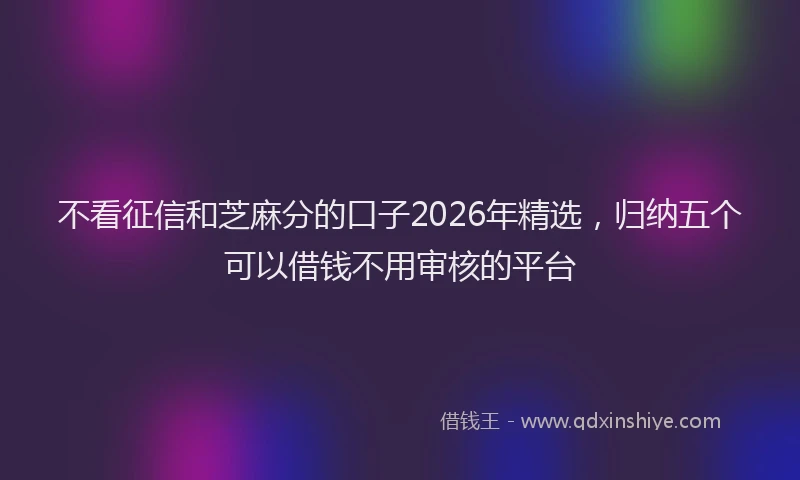 不看征信和芝麻分的口子2026年精选,归纳五个可以借钱不用审核的平台
