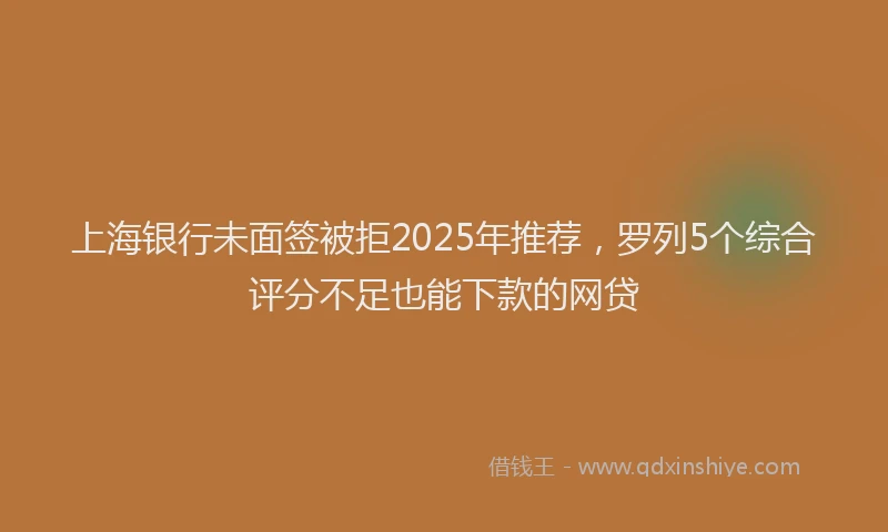 上海银行未面签被拒2025年推荐,罗列5个综合评分不足也能下款的网贷
