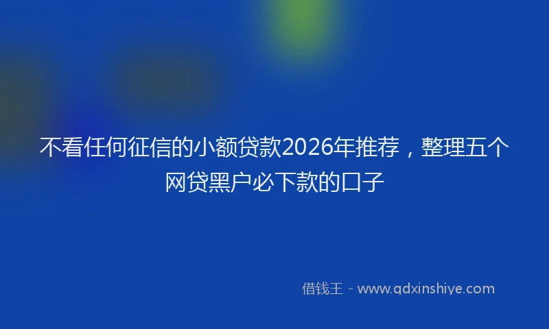 不看任何征信的小额贷款2026年推荐，整理五个网贷黑户必下款的口子