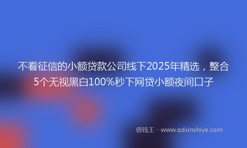 不看征信的小额贷款公司线下2025年精选，整合5个无视黑白100%秒下网贷小额夜间口子