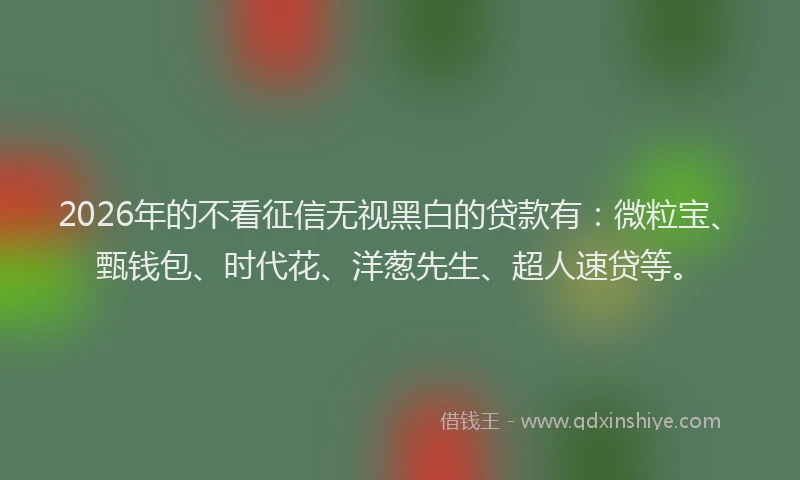 2026年的不看征信无视黑白的贷款有:微粒宝、甄钱包、时代花、洋葱先生、超人速贷等。