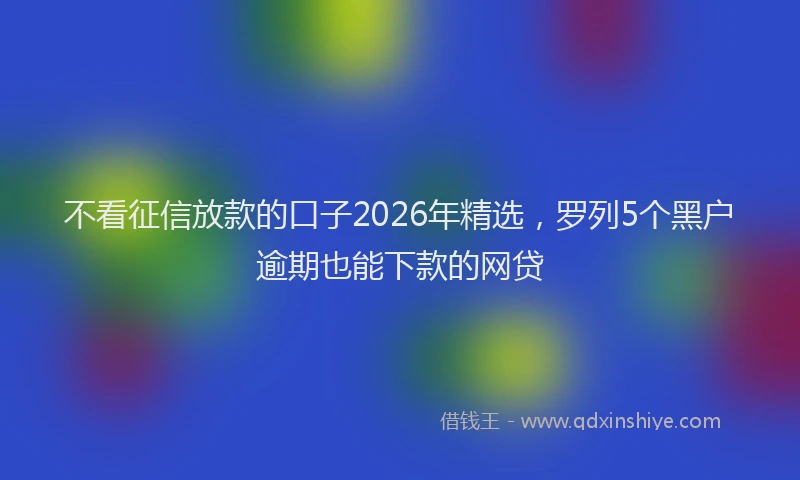 不看征信放款的口子2026年精选，罗列5个黑户逾期也能下款的网贷