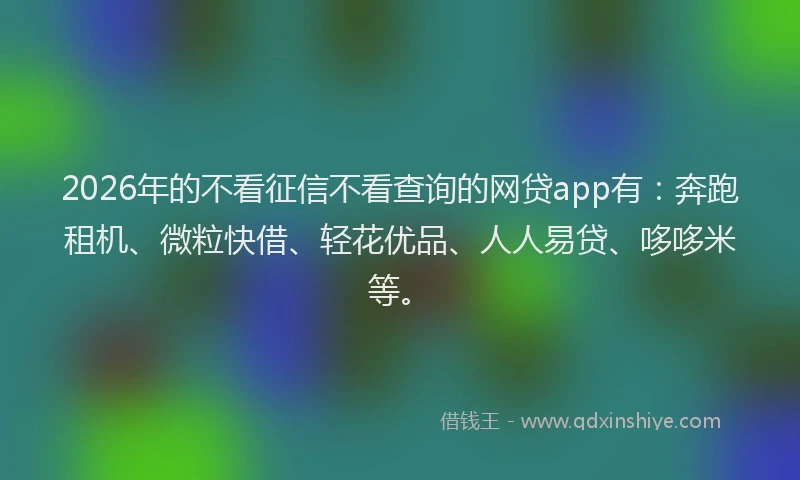 2026年的不看征信不看查询的网贷app有：奔跑租机、微粒快借、轻花优品、人人易贷、哆哆米等。