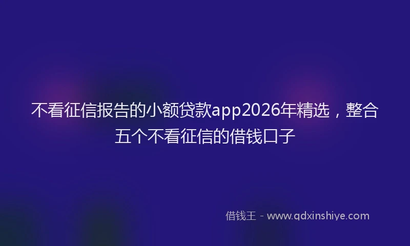 不看征信报告的小额贷款app2026年精选，整合五个不看征信的借钱口子