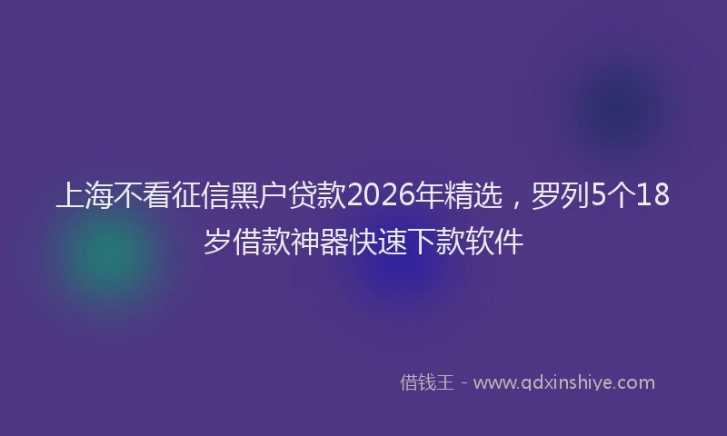 上海不看征信黑户贷款2026年精选，罗列5个18岁借款神器快速下款软件