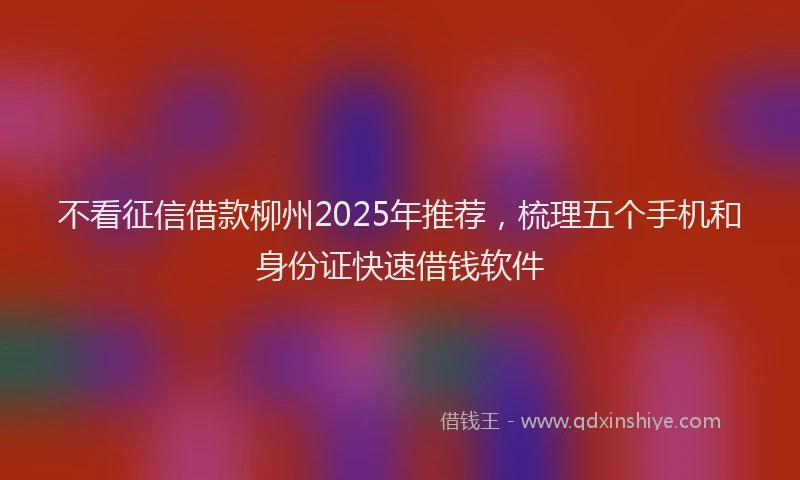 不看征信借款柳州2025年推荐，梳理五个手机和身份证快速借钱软件