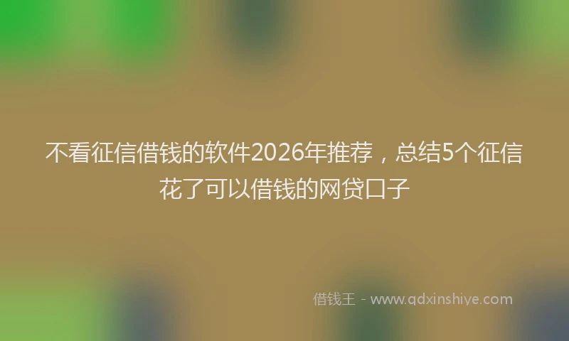 不看征信借钱的软件2026年推荐，总结5个征信花了可以借钱的网贷口子