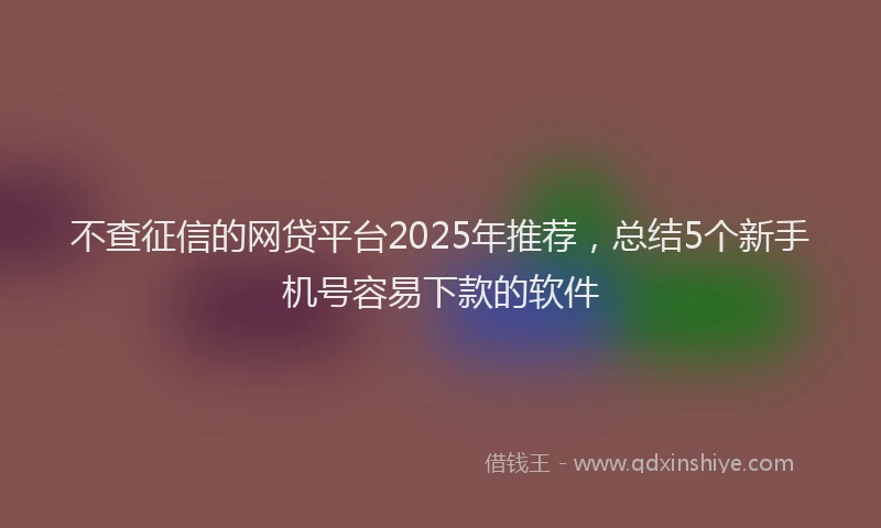 不查征信的网贷平台2025年推荐，总结5个新手机号容易下款的软件