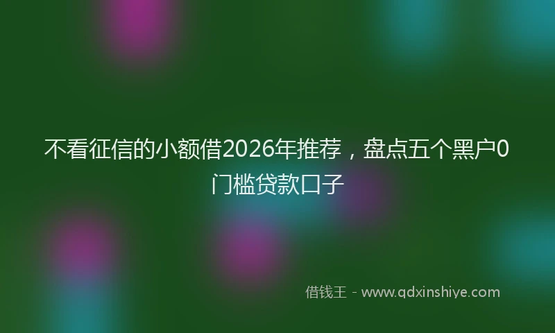 不看征信的小额借2026年推荐，盘点五个黑户0门槛贷款口子