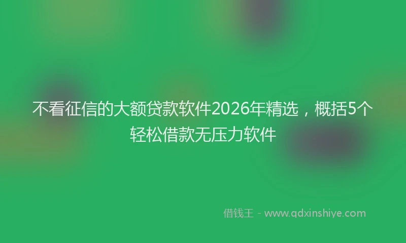 不看征信的大额贷款软件2026年精选，概括5个轻松借款无压力软件