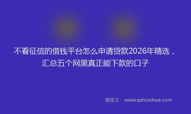 不看征信的借钱平台怎么申请贷款2026年精选，汇总五个网黑真正能下款的口子