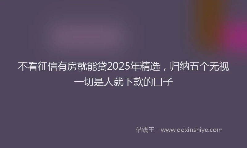不看征信有房就能贷2025年精选，归纳五个无视一切是人就下款的口子