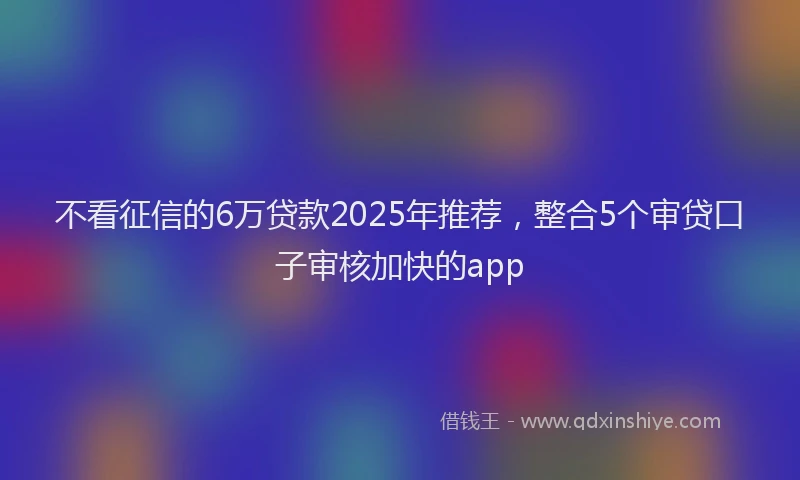 不看征信的6万贷款2025年推荐，整合5个审贷口子审核加快的app