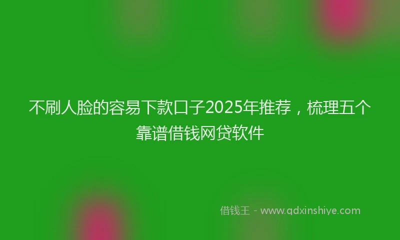 不刷人脸的容易下款口子2025年推荐,梳理五个靠谱借钱网贷软件