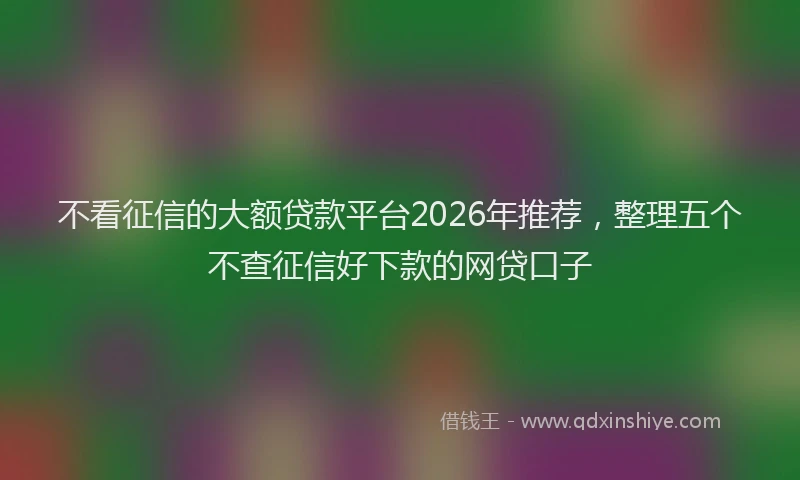 不看征信的大额贷款平台2026年推荐，整理五个不查征信好下款的网贷口子