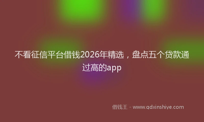 不看征信平台借钱2026年精选，盘点五个贷款通过高的app