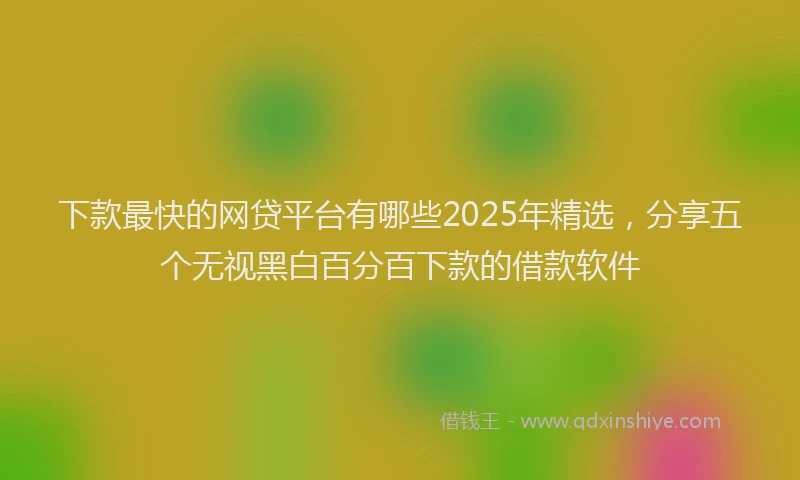 下款最快的网贷平台有哪些2025年精选，分享五个无视黑白百分百下款的借款软件