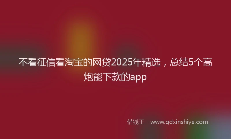不看征信看淘宝的网贷2025年精选，总结5个高炮能下款的app