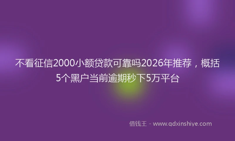 不看征信2000小额贷款可靠吗2026年推荐，概括5个黑户当前逾期秒下5万平台