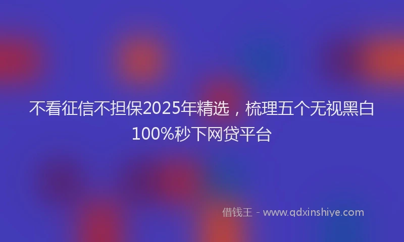 不看征信不担保2025年精选，梳理五个无视黑白100%秒下网贷平台