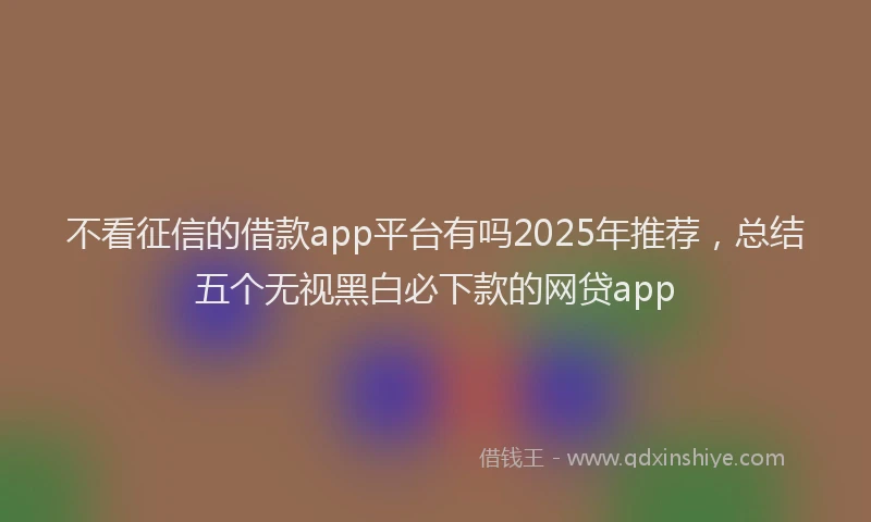 不看征信的借款app平台有吗2025年推荐，总结五个无视黑白必下款的网贷app